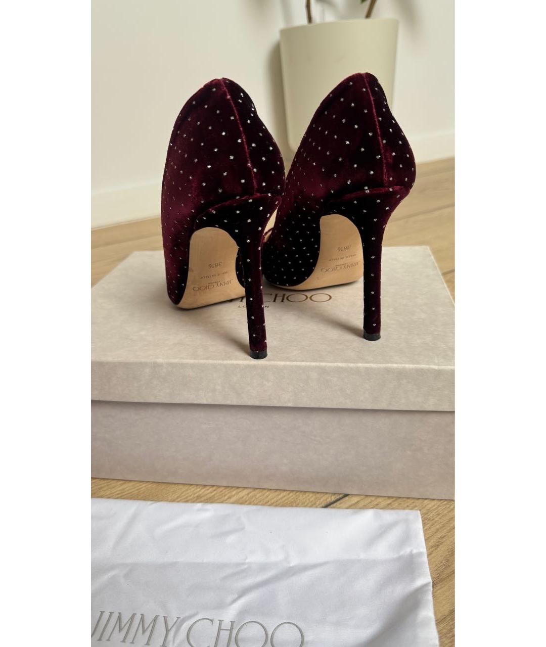 JIMMY CHOO Бордовые бархатные туфли, фото 5