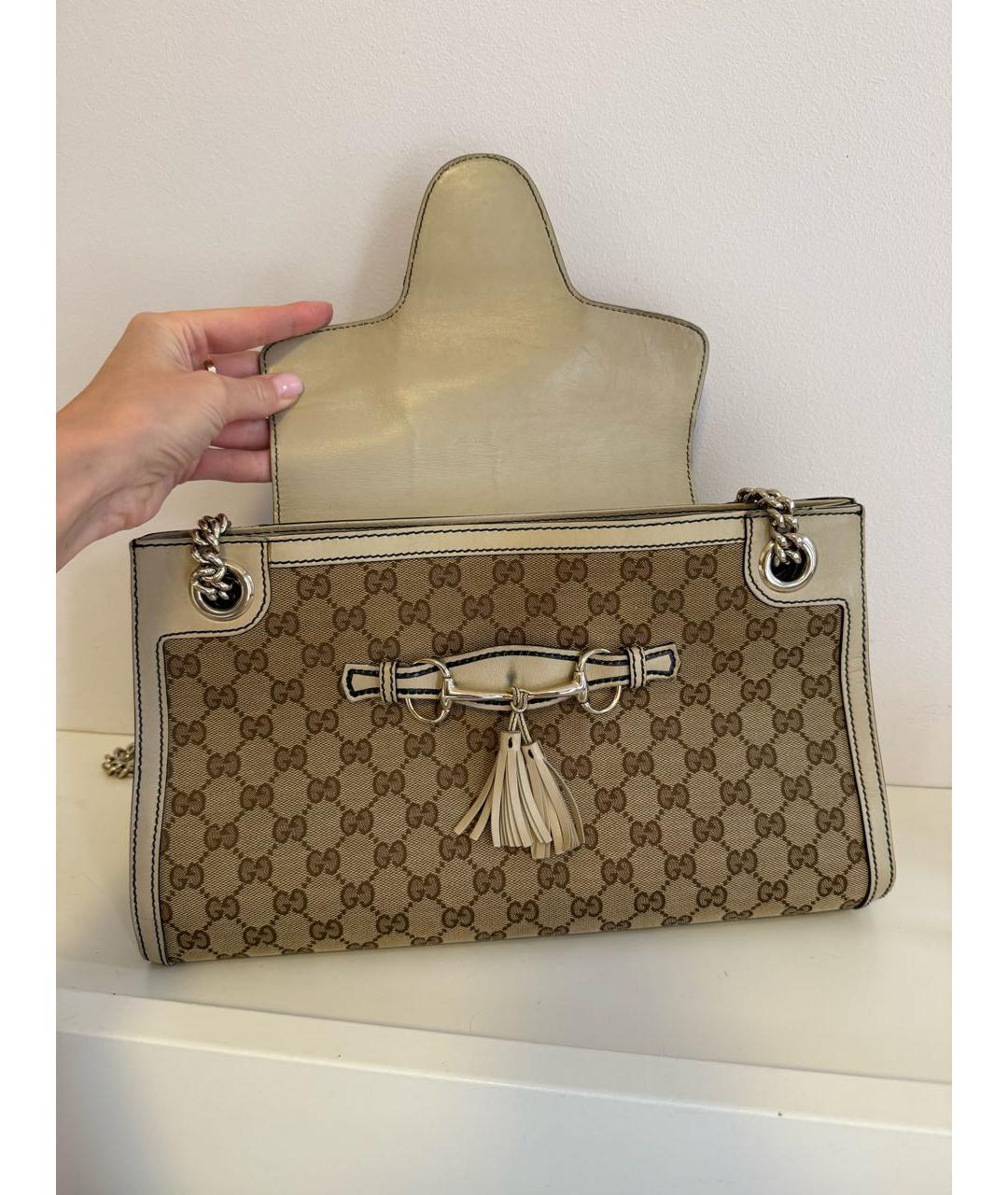 GUCCI Бежевая кожаная сумка через плечо, фото 4