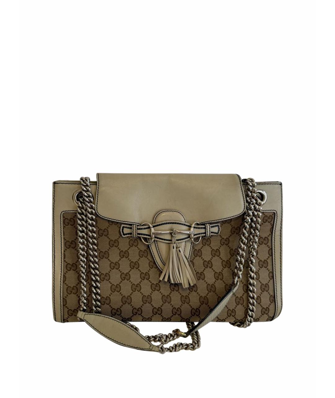 GUCCI Бежевая кожаная сумка через плечо, фото 1
