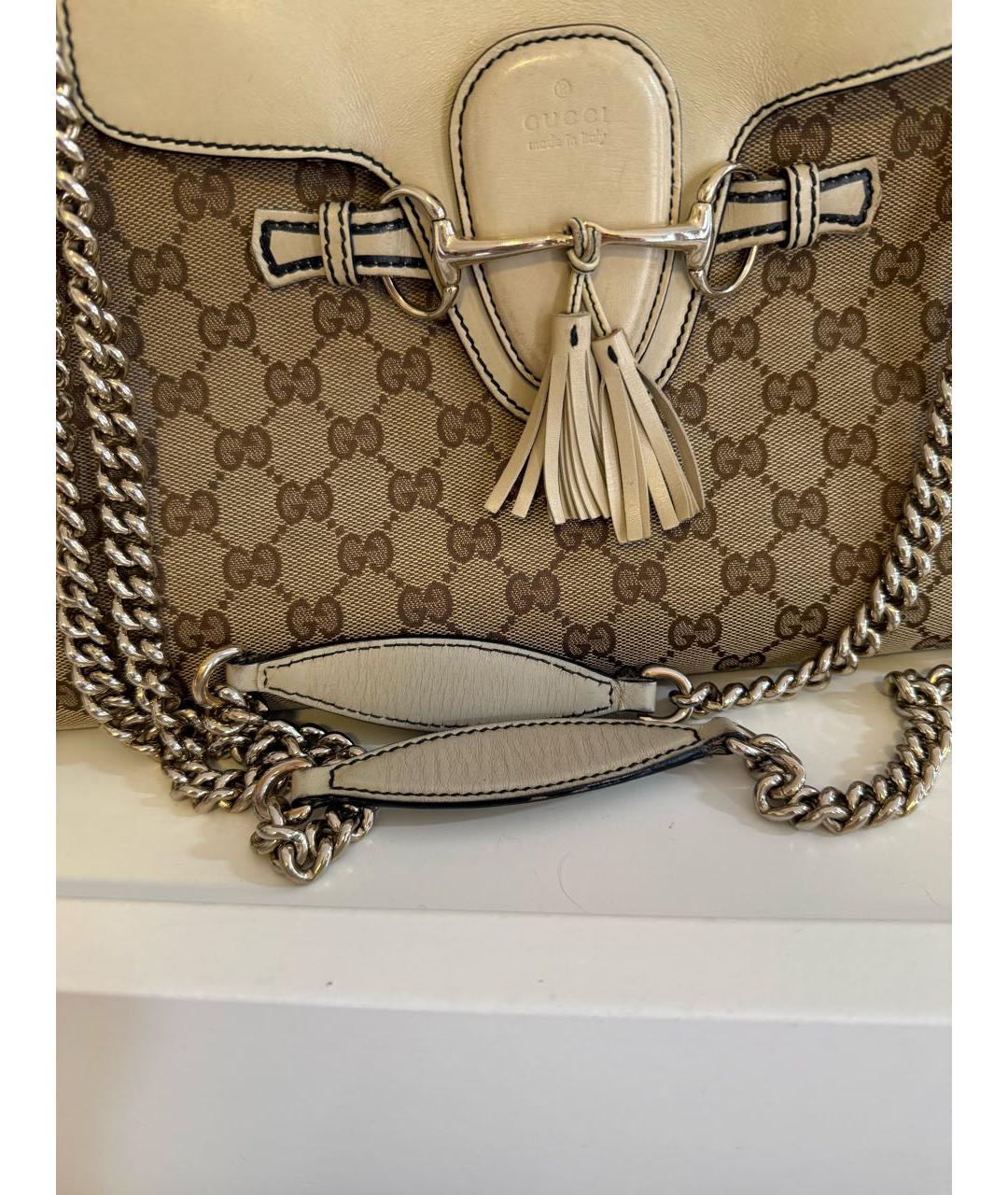 GUCCI Бежевая кожаная сумка через плечо, фото 6