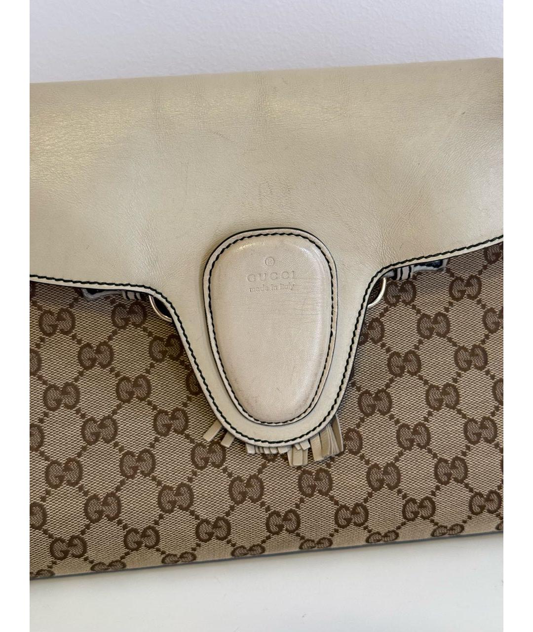 GUCCI Бежевая кожаная сумка через плечо, фото 5