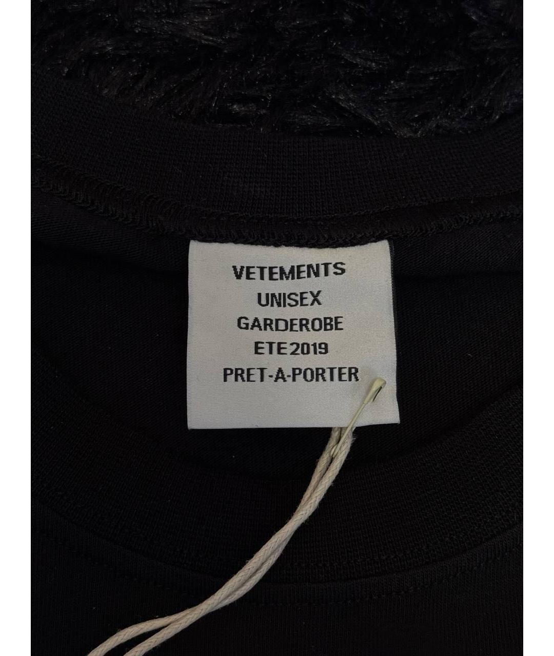 VETEMENTS Черная хлопковая футболка, фото 4
