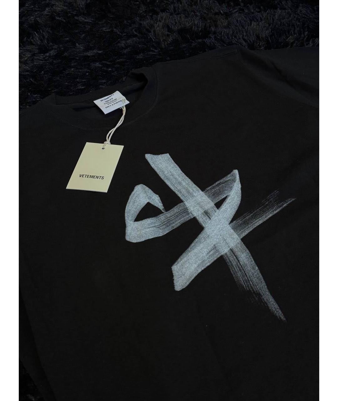 VETEMENTS Черная хлопковая футболка, фото 3