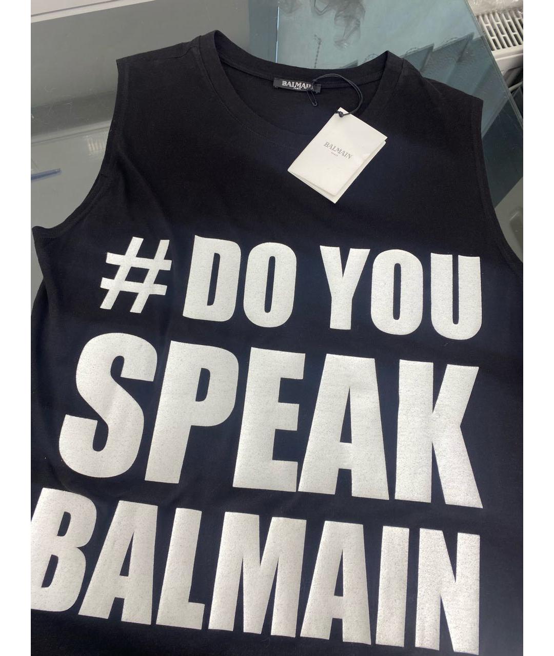 BALMAIN Черная хлопковая майка, фото 3