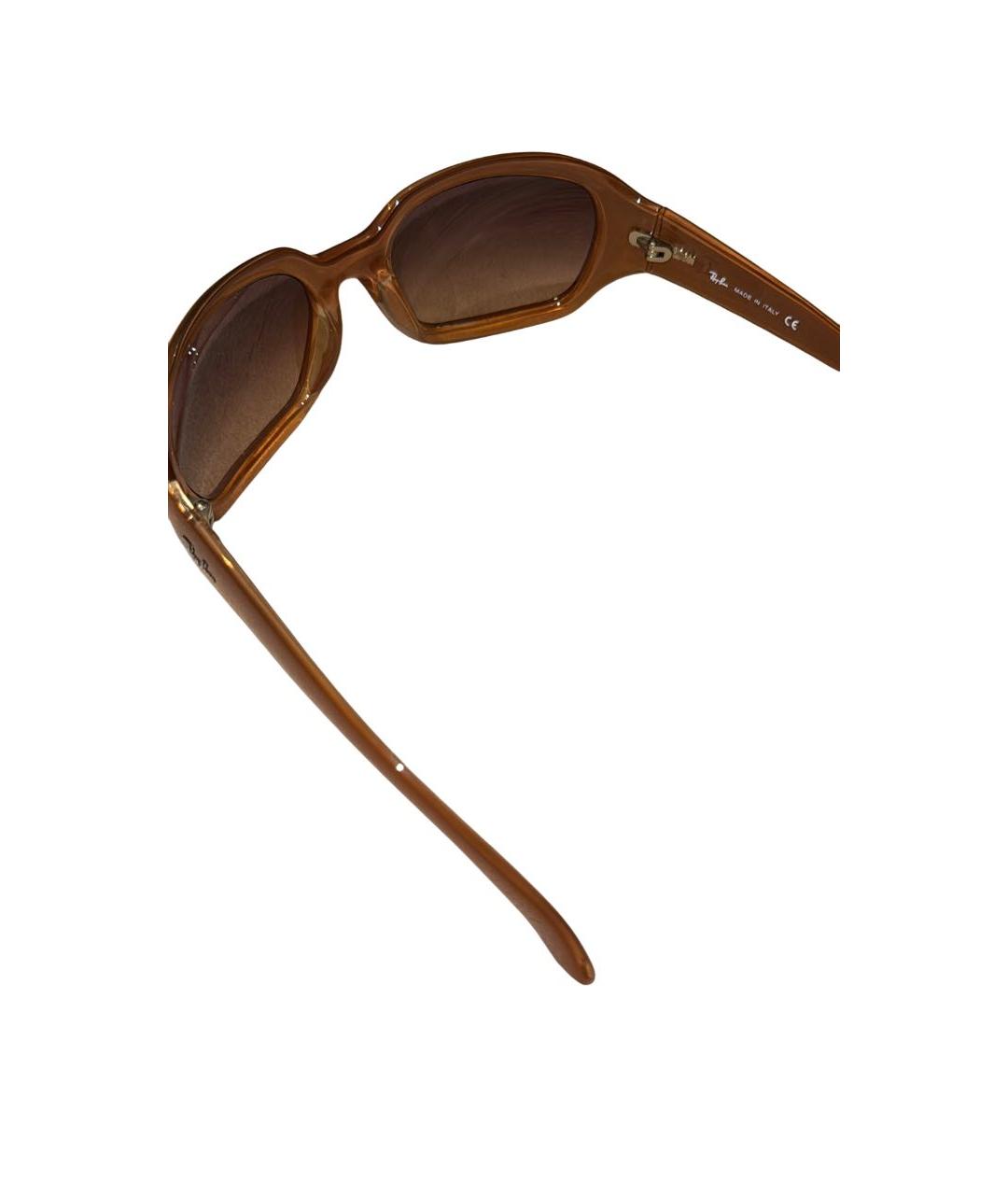 RAY BAN Коричневые пластиковые солнцезащитные очки, фото 5