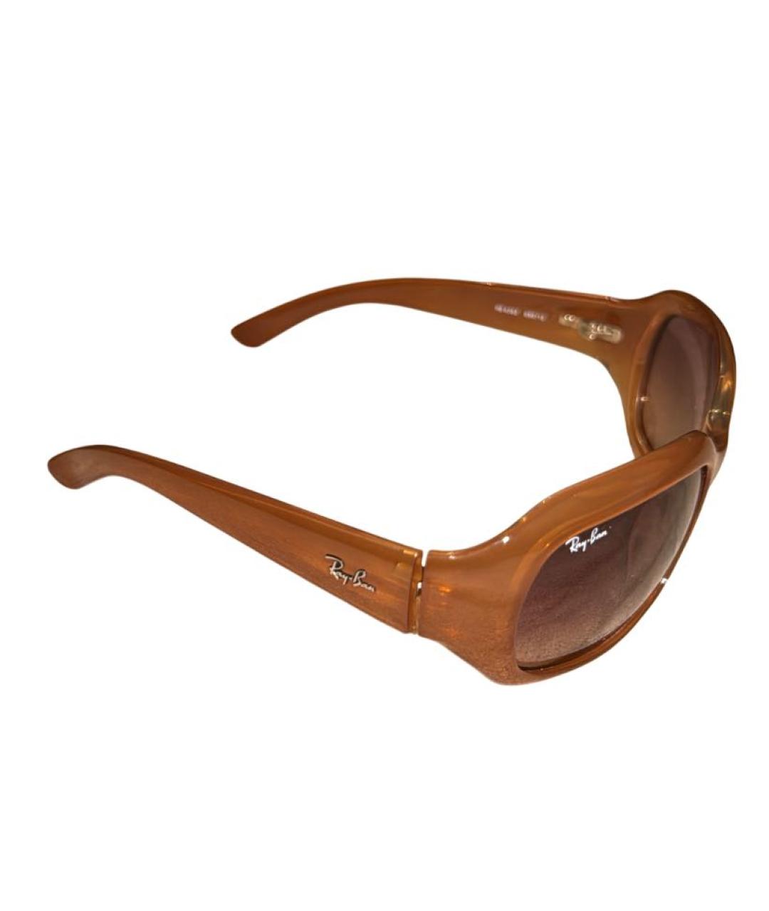 RAY BAN Коричневые пластиковые солнцезащитные очки, фото 4