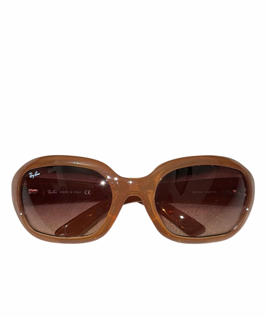 RAY BAN Коричневые пластиковые солнцезащитные очки, фото 1