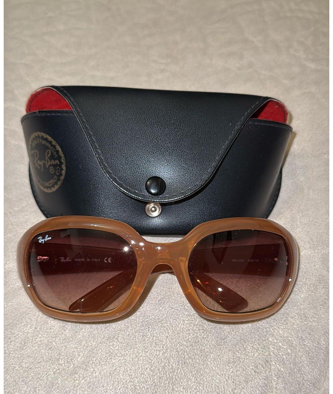 RAY BAN Коричневые пластиковые солнцезащитные очки, фото 9