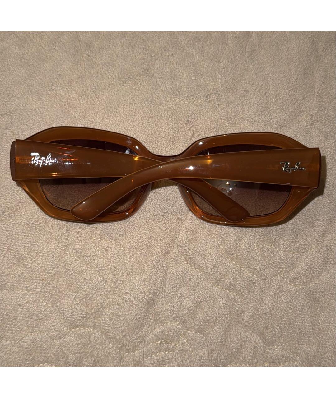 RAY BAN Коричневые пластиковые солнцезащитные очки, фото 7