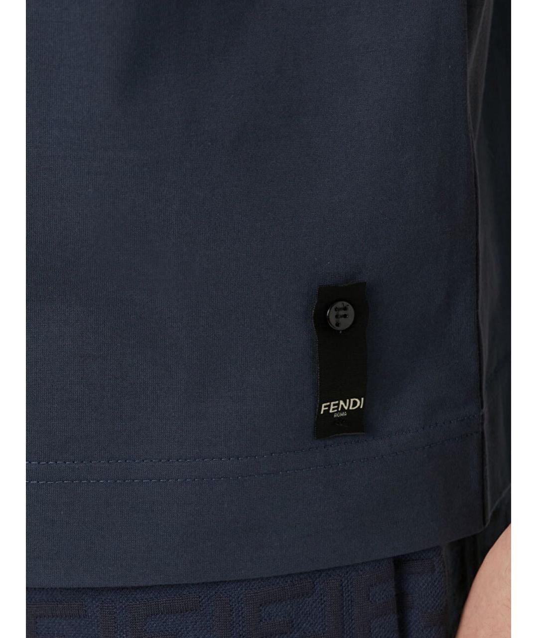 FENDI Синяя хлопковая футболка, фото 4