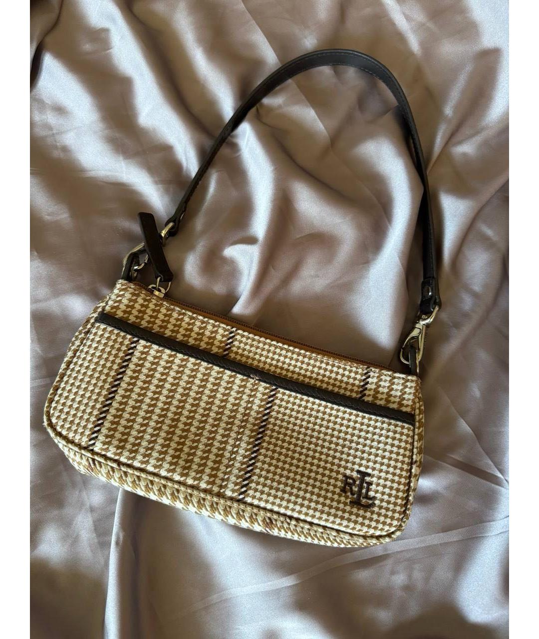 RALPH LAUREN Коричневая тканевая сумка с короткими ручками, фото 5