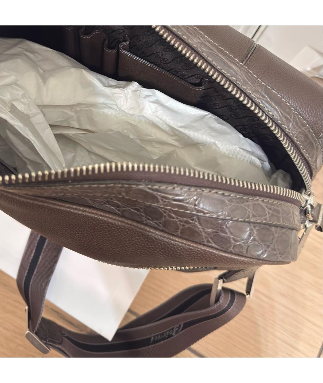 BRIONI Коричневая кожаная сумка на плечо, фото 8