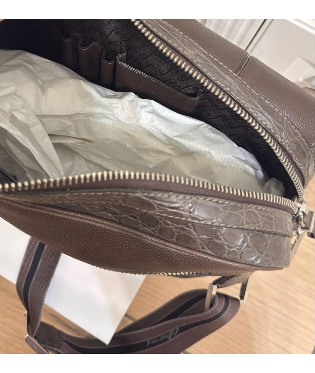 BRIONI Коричневая кожаная сумка на плечо, фото 4