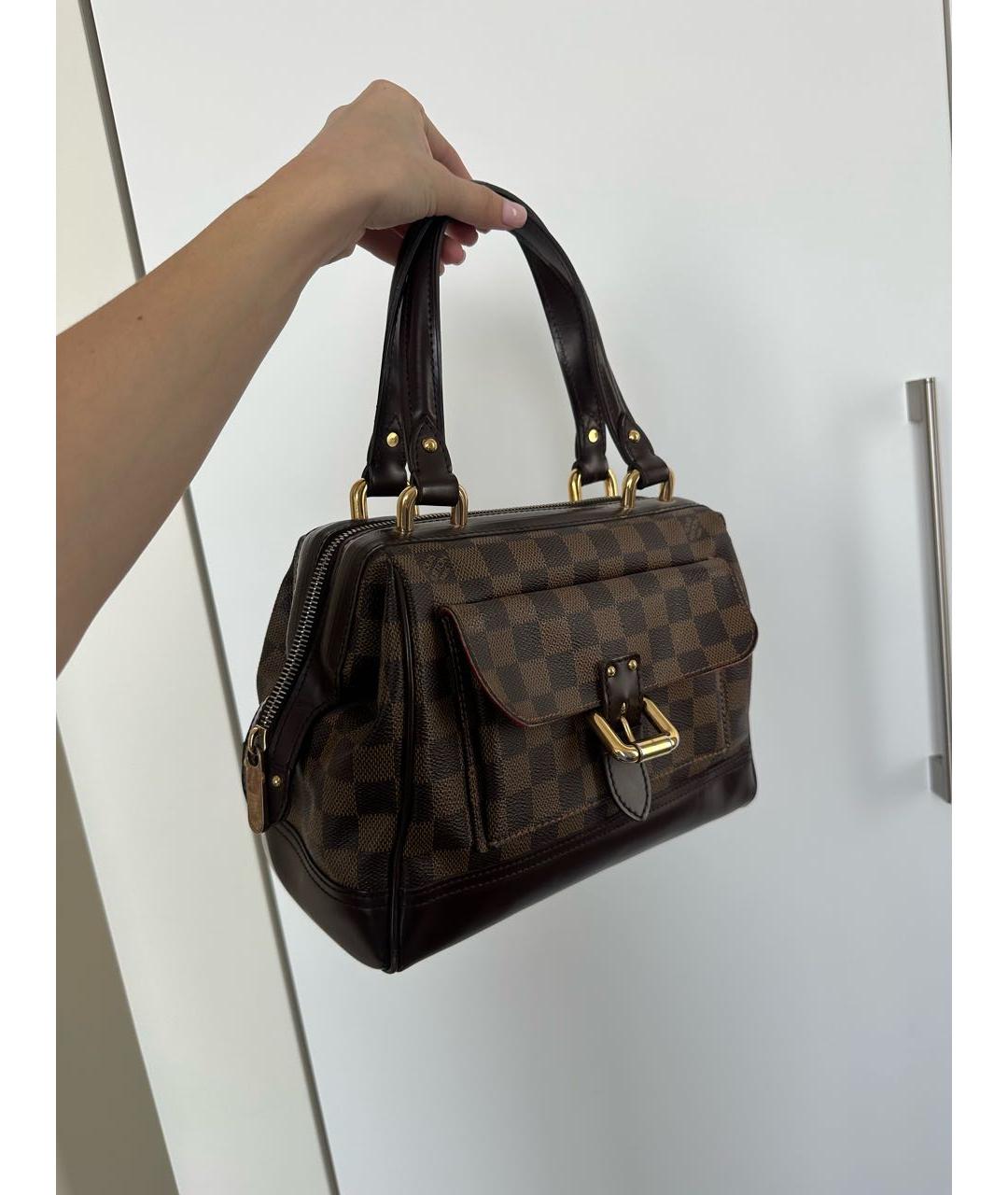LOUIS VUITTON Коричневая кожаная сумка с короткими ручками, фото 3