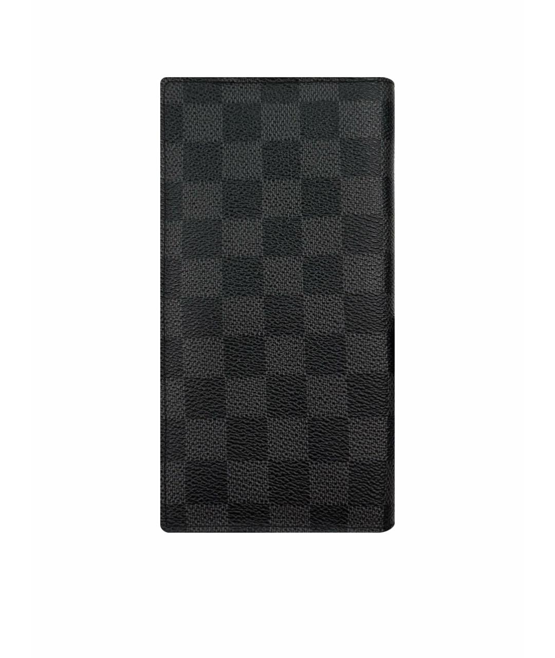 LOUIS VUITTON Антрацитовый кожаный кошелек, фото 1