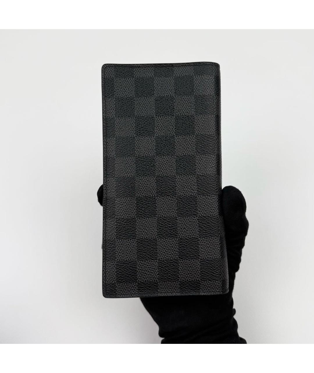 LOUIS VUITTON Антрацитовый кожаный кошелек, фото 6