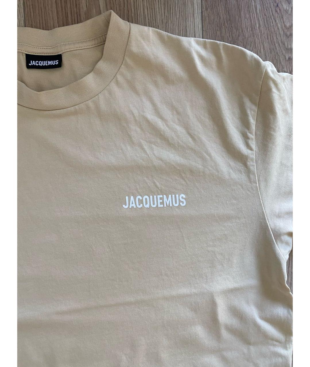 JACQUEMUS Бежевая хлопко-эластановая футболка, фото 4