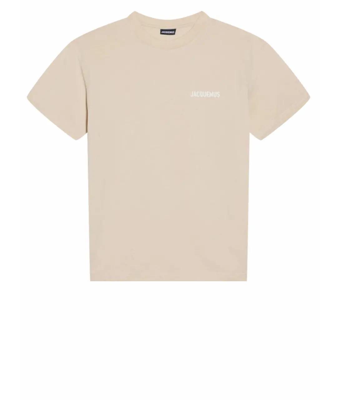 JACQUEMUS Бежевая хлопко-эластановая футболка, фото 1