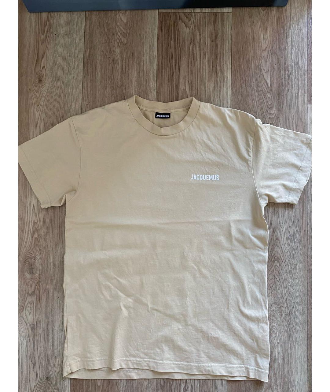 JACQUEMUS Бежевая хлопко-эластановая футболка, фото 2