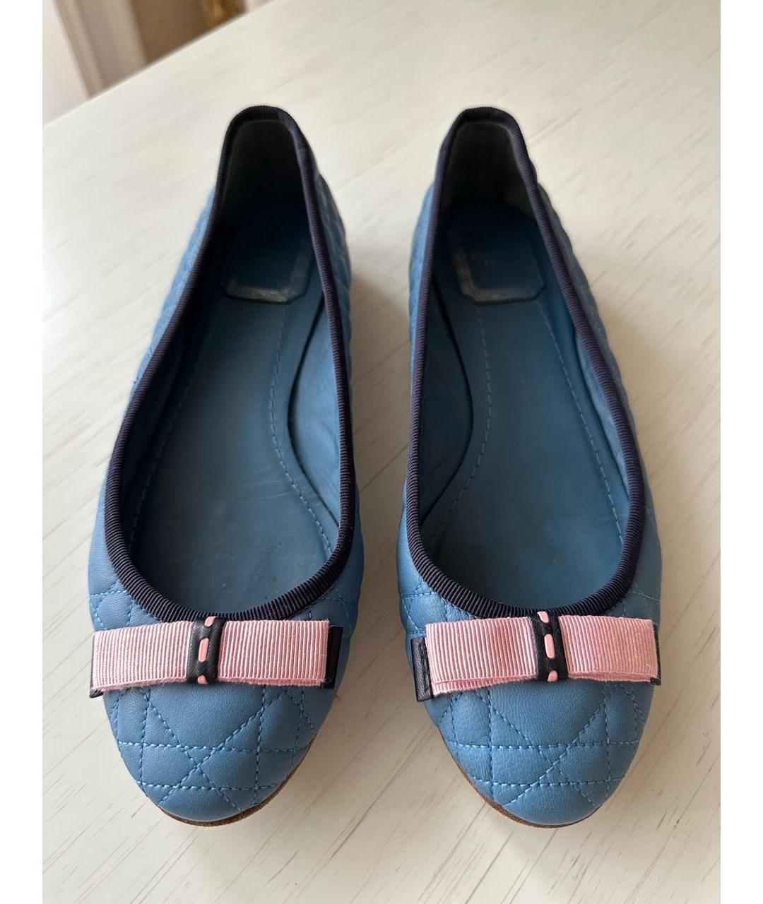 CHRISTIAN DIOR Синие кожаные балетки, фото 2