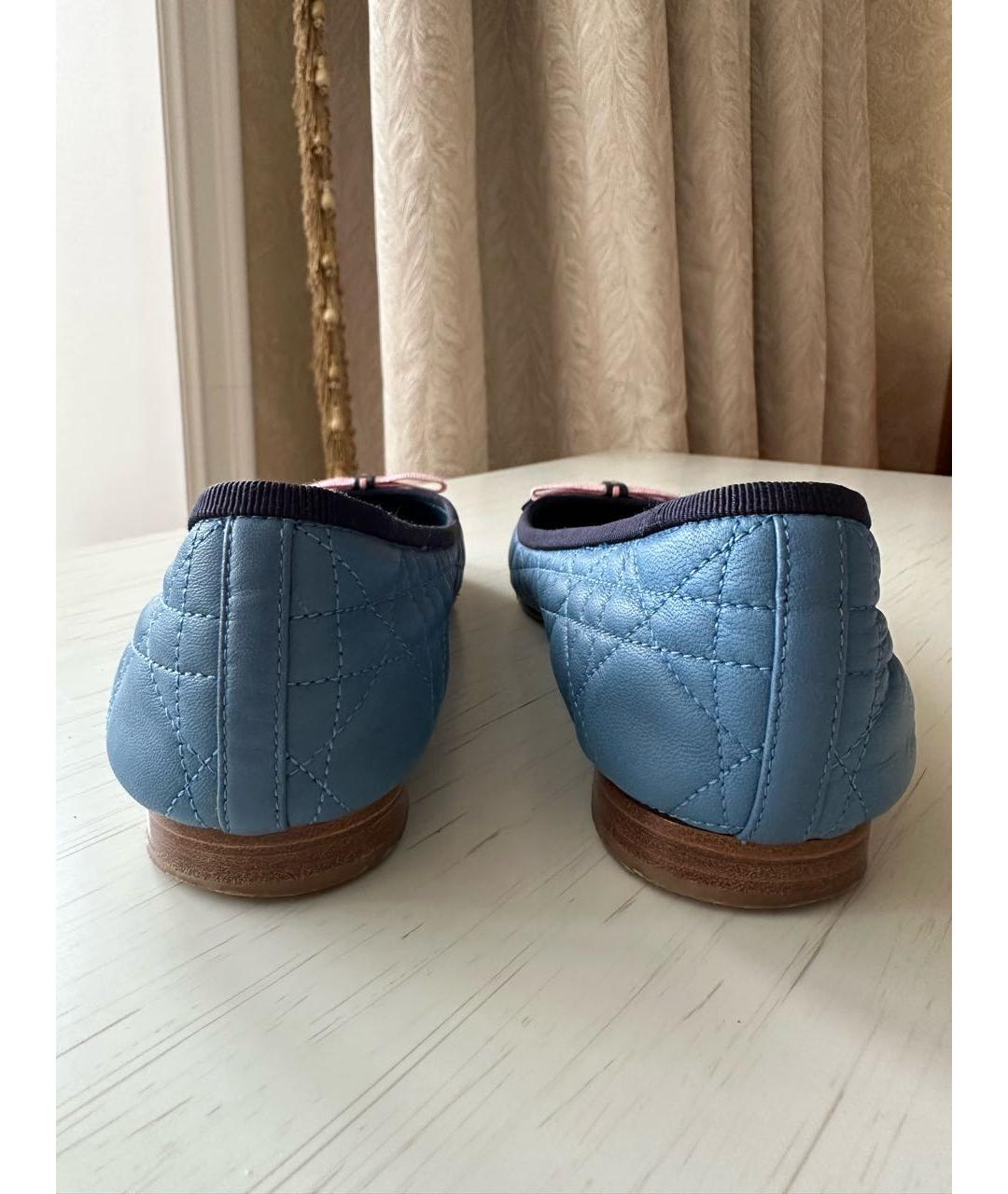 CHRISTIAN DIOR Синие кожаные балетки, фото 4