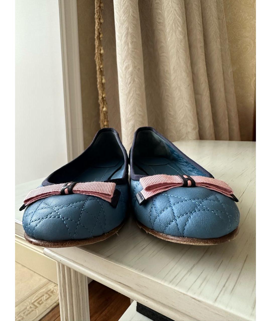 CHRISTIAN DIOR Синие кожаные балетки, фото 6