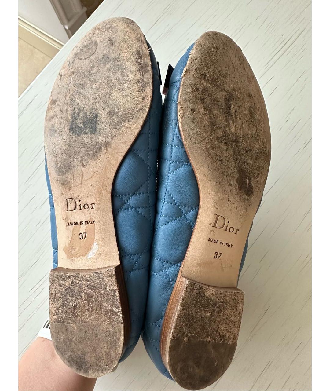 CHRISTIAN DIOR Синие кожаные балетки, фото 8