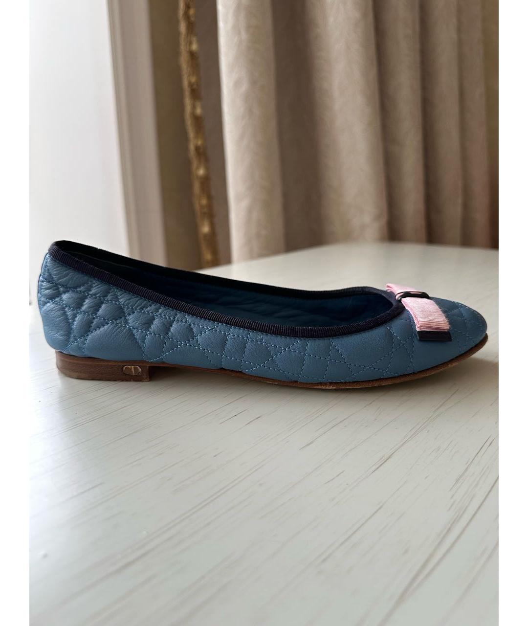CHRISTIAN DIOR Синие кожаные балетки, фото 9