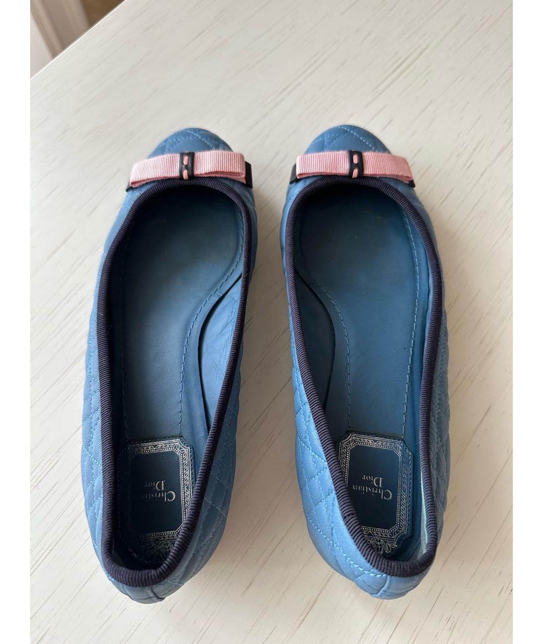 CHRISTIAN DIOR Синие кожаные балетки, фото 3