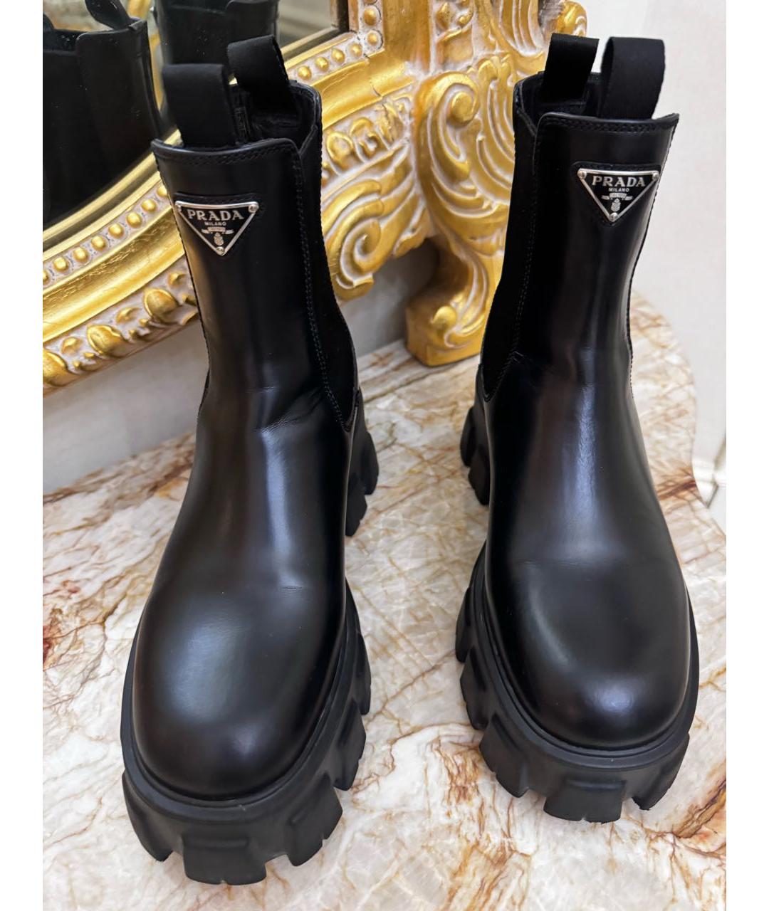 PRADA Черные кожаные ботинки, фото 4