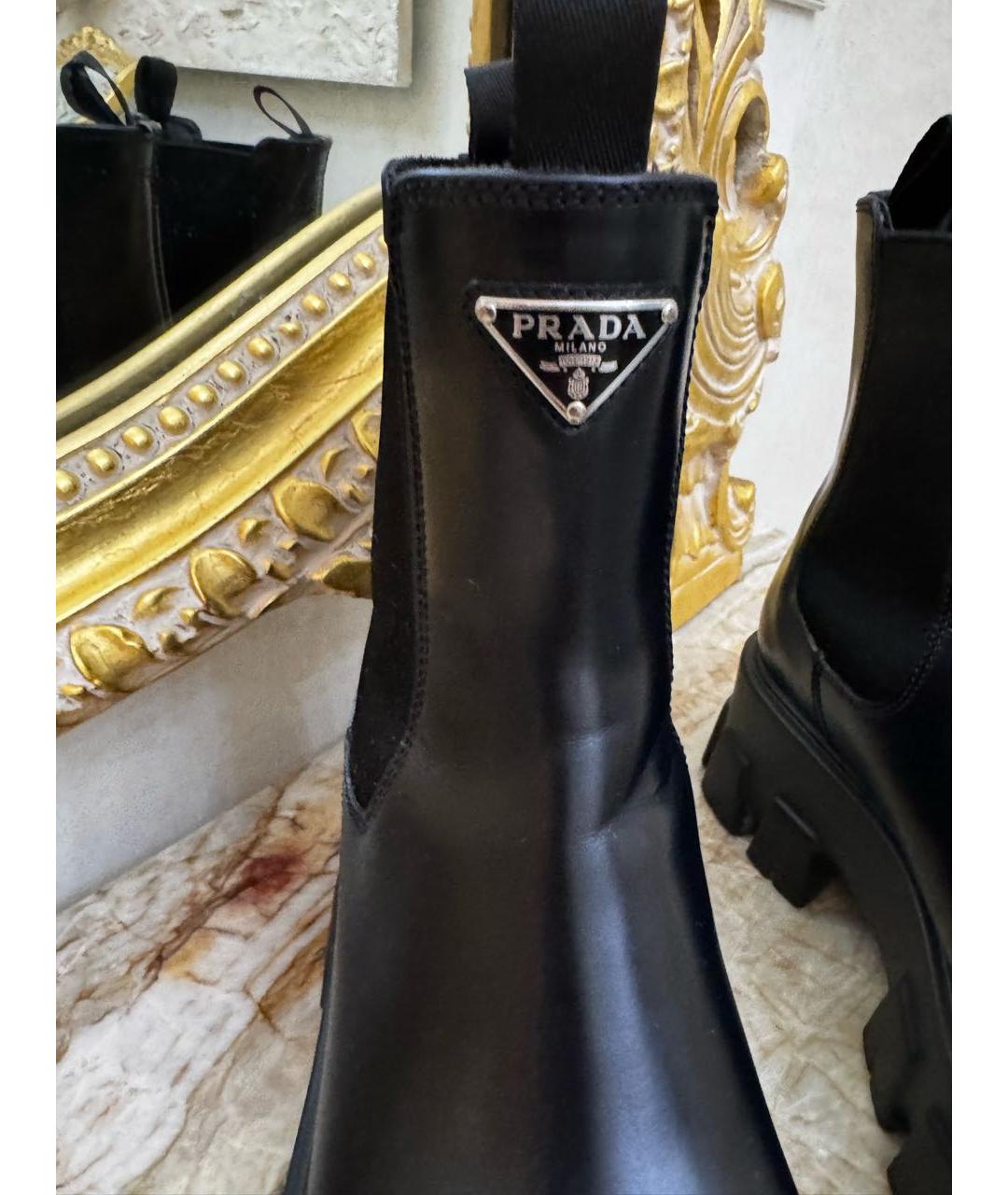 PRADA Черные кожаные ботинки, фото 5