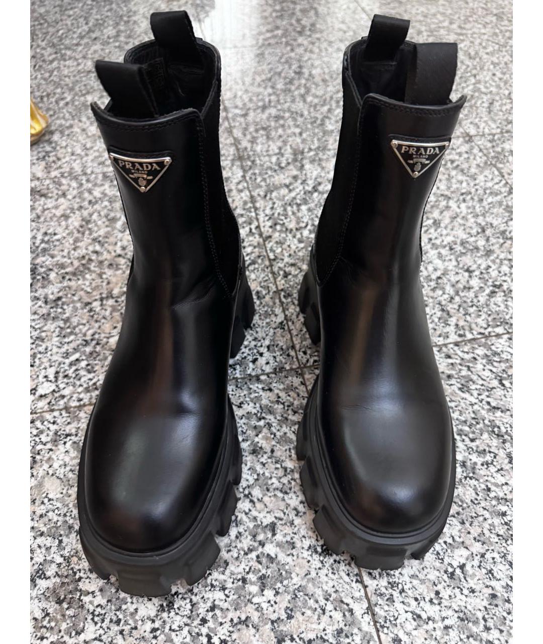 PRADA Черные кожаные ботинки, фото 3