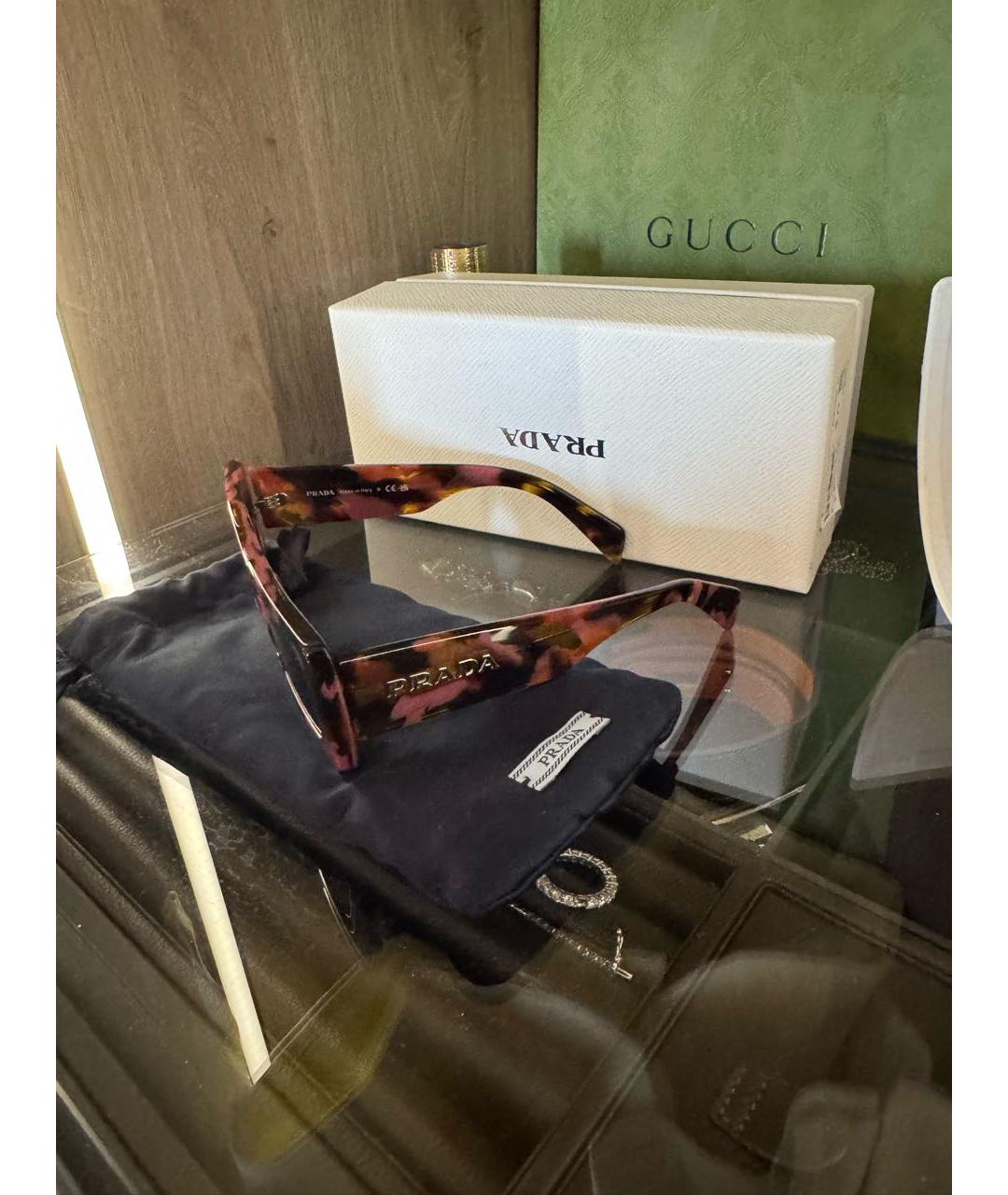 PRADA Коричневые пластиковые солнцезащитные очки, фото 5