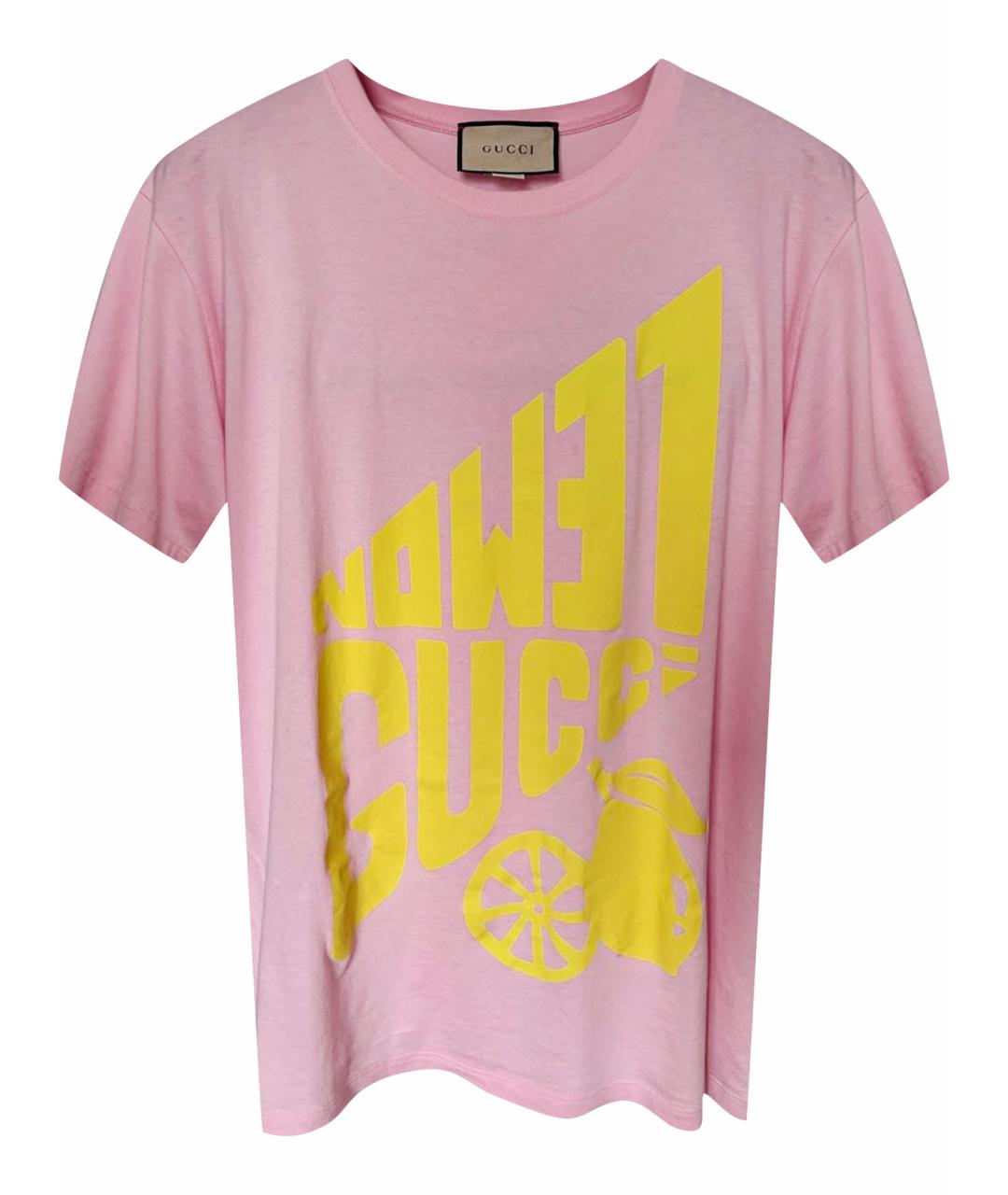 GUCCI Розовая хлопковая футболка, фото 1