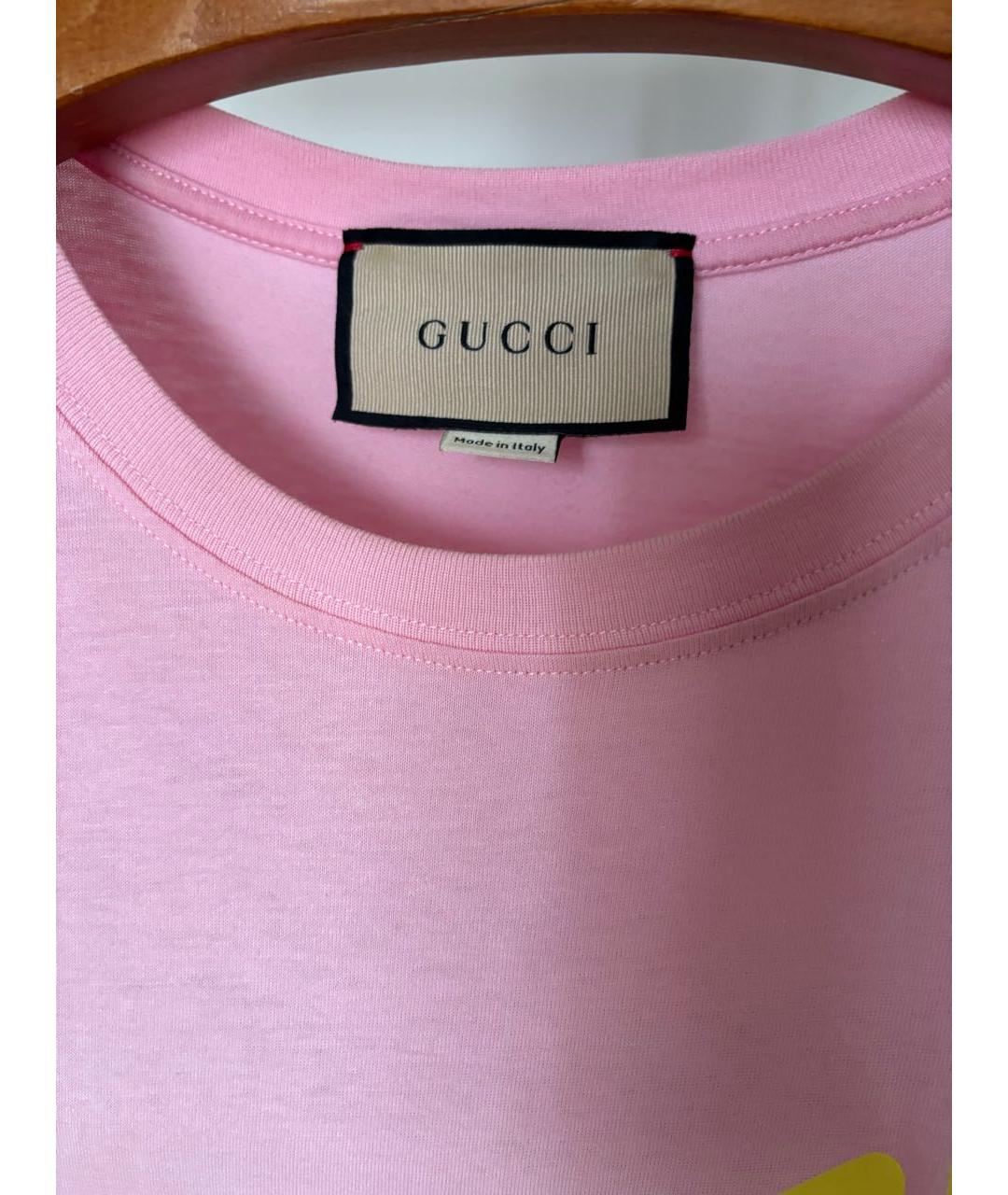 GUCCI Розовая хлопковая футболка, фото 3