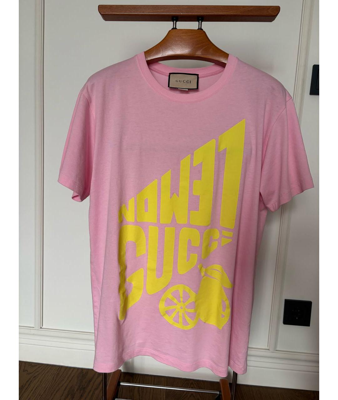 GUCCI Розовая хлопковая футболка, фото 5