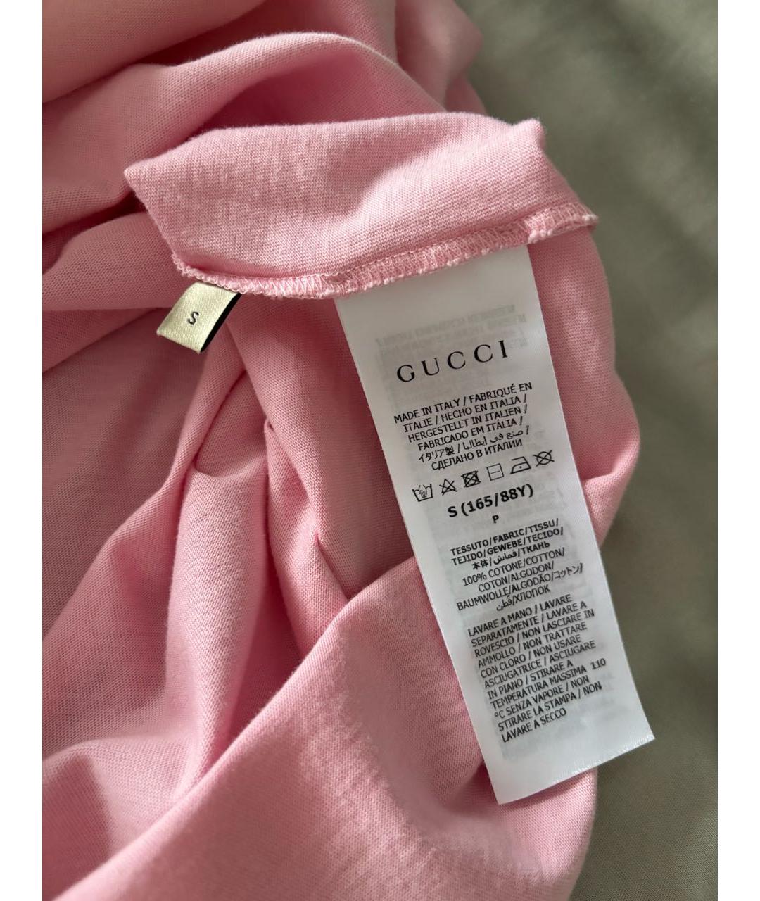 GUCCI Розовая хлопковая футболка, фото 4