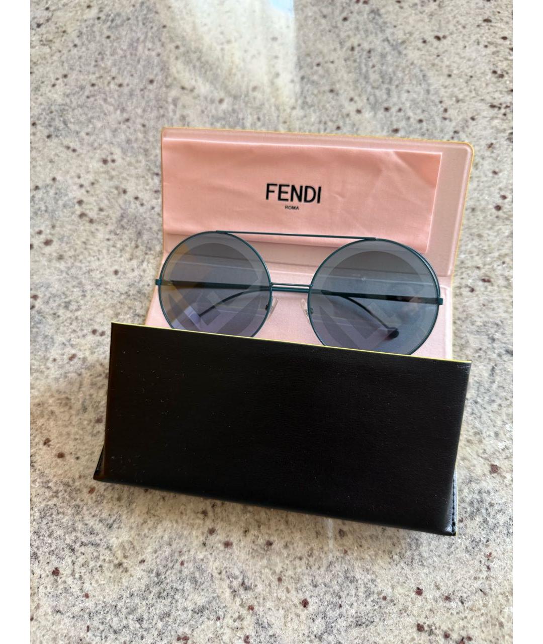 FENDI Голубые металлические солнцезащитные очки, фото 2