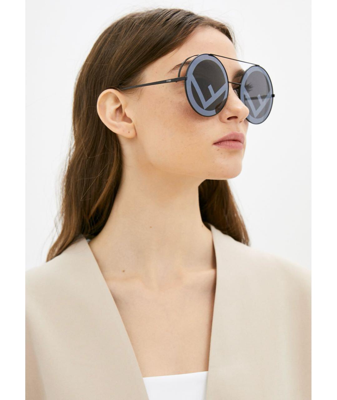 FENDI Голубые металлические солнцезащитные очки, фото 6