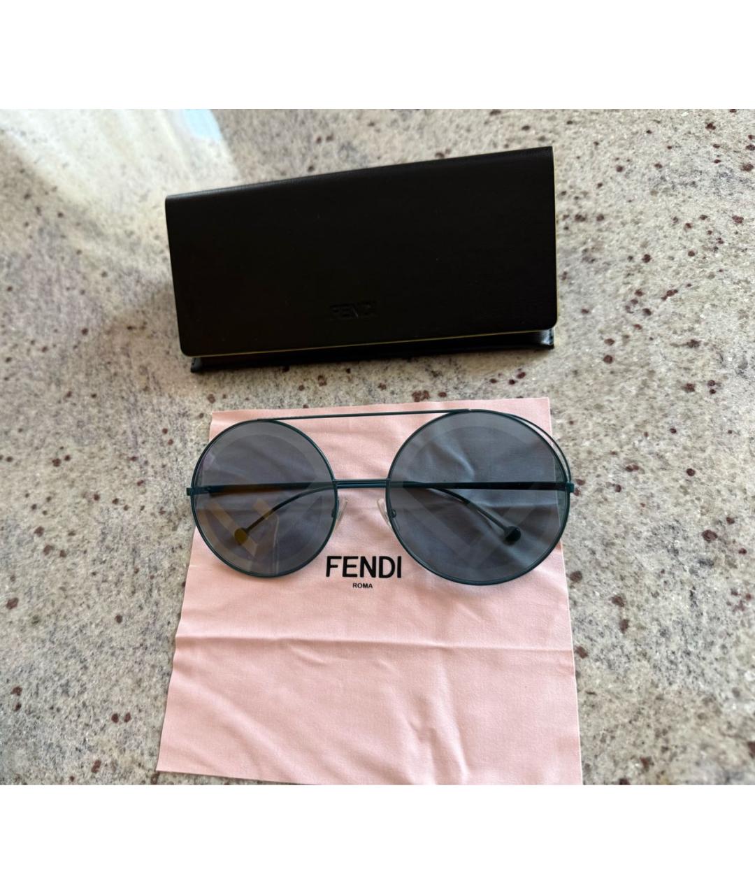 FENDI Голубые металлические солнцезащитные очки, фото 4