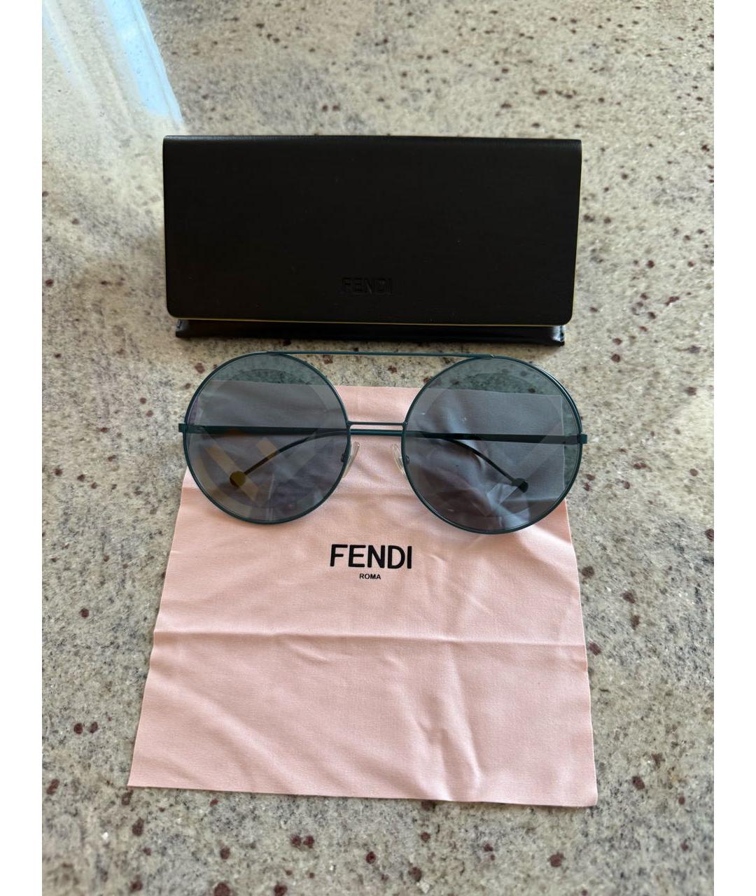 FENDI Голубые металлические солнцезащитные очки, фото 7