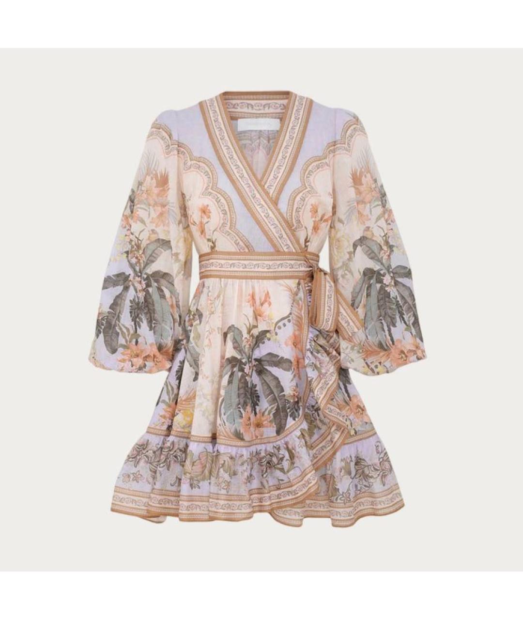 ZIMMERMANN Бежевое льняное коктейльное платье, фото 4