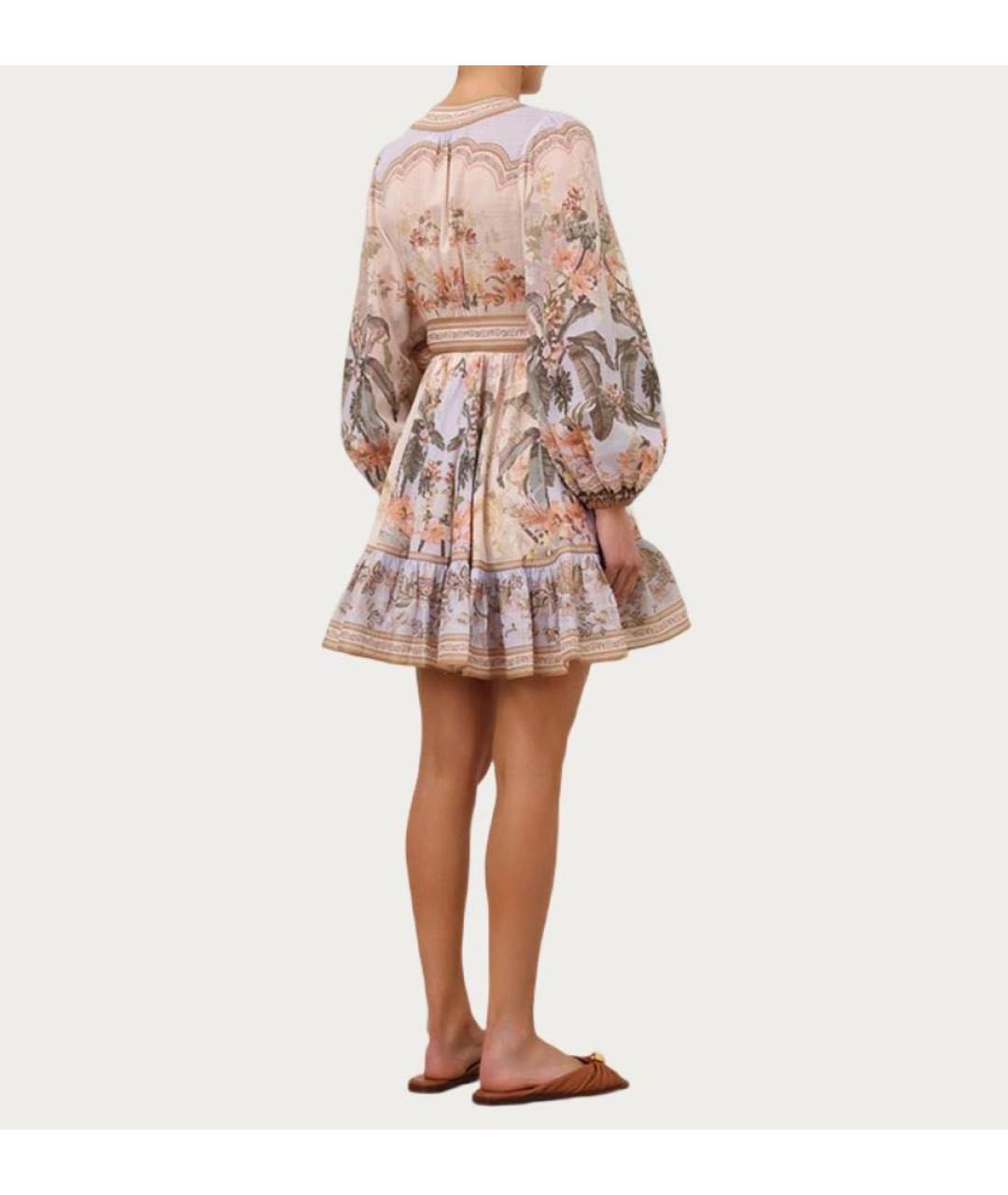 ZIMMERMANN Бежевое льняное коктейльное платье, фото 2
