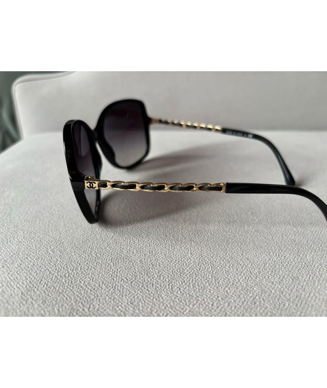 CHANEL Черные пластиковые солнцезащитные очки, фото 4