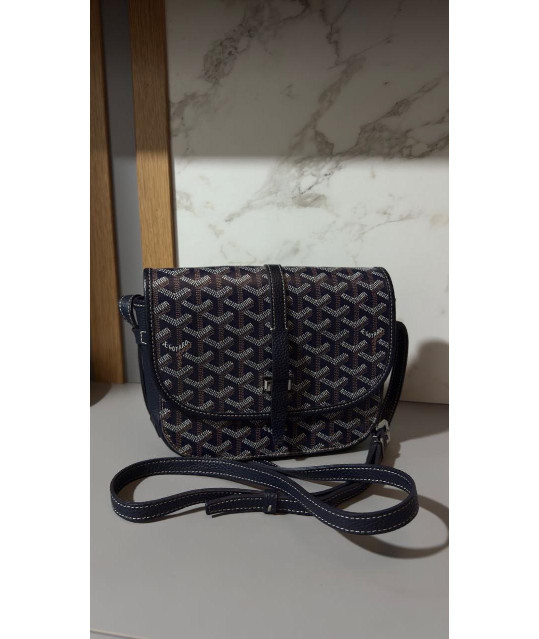 GOYARD Темно-синяя кожаная сумка на плечо, фото 5