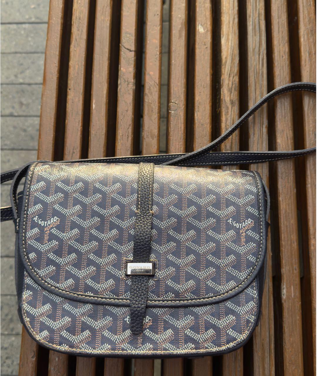 GOYARD Темно-синяя кожаная сумка на плечо, фото 3
