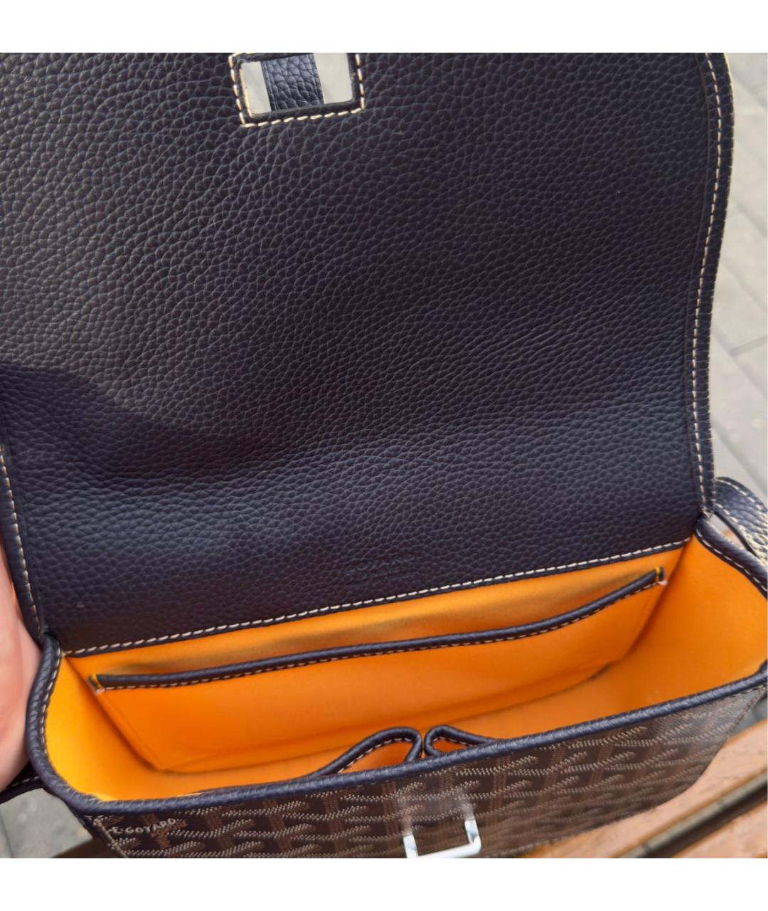 GOYARD Темно-синяя кожаная сумка на плечо, фото 4