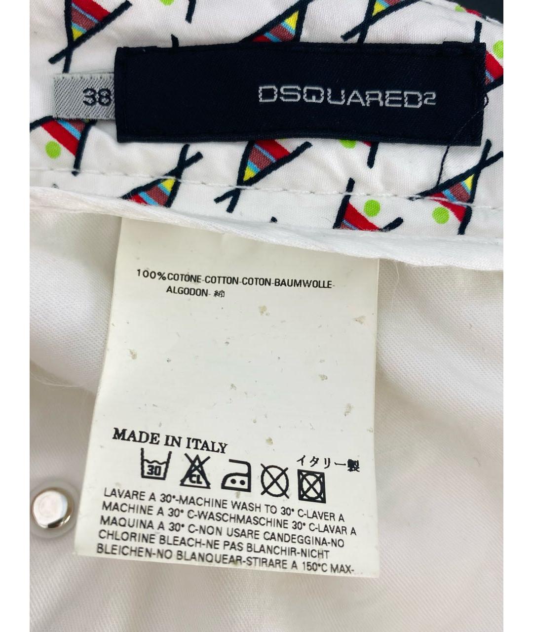 DSQUARED2 Белые хлопковые прямые брюки, фото 7