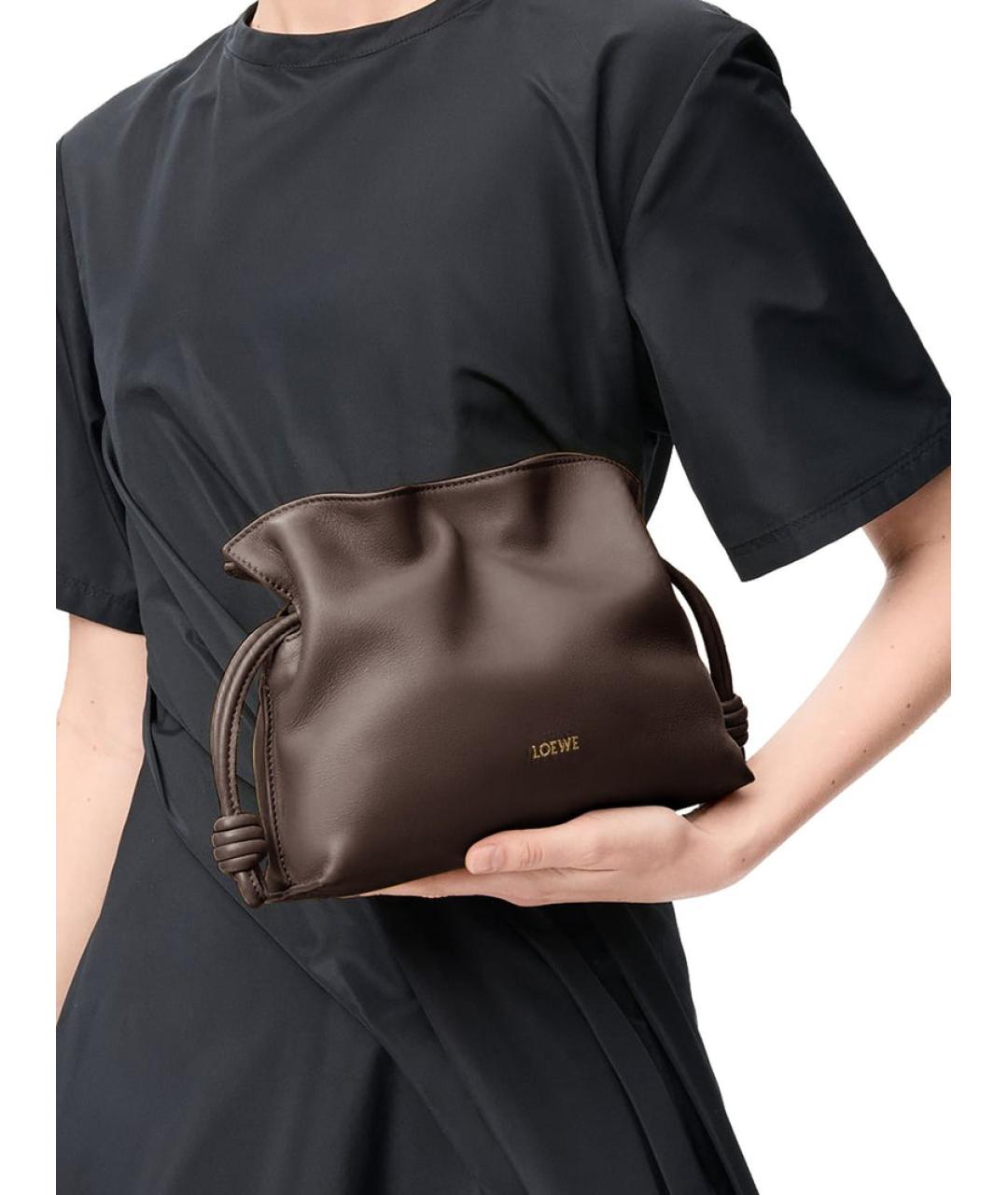 LOEWE Коричневая кожаная сумка через плечо, фото 2