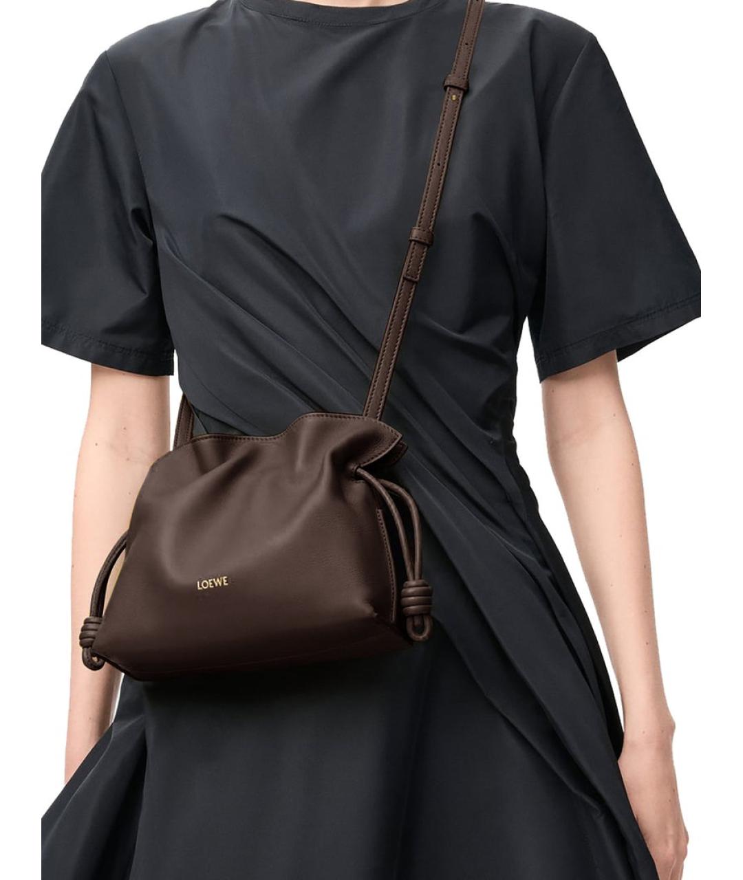 LOEWE Коричневая кожаная сумка через плечо, фото 3